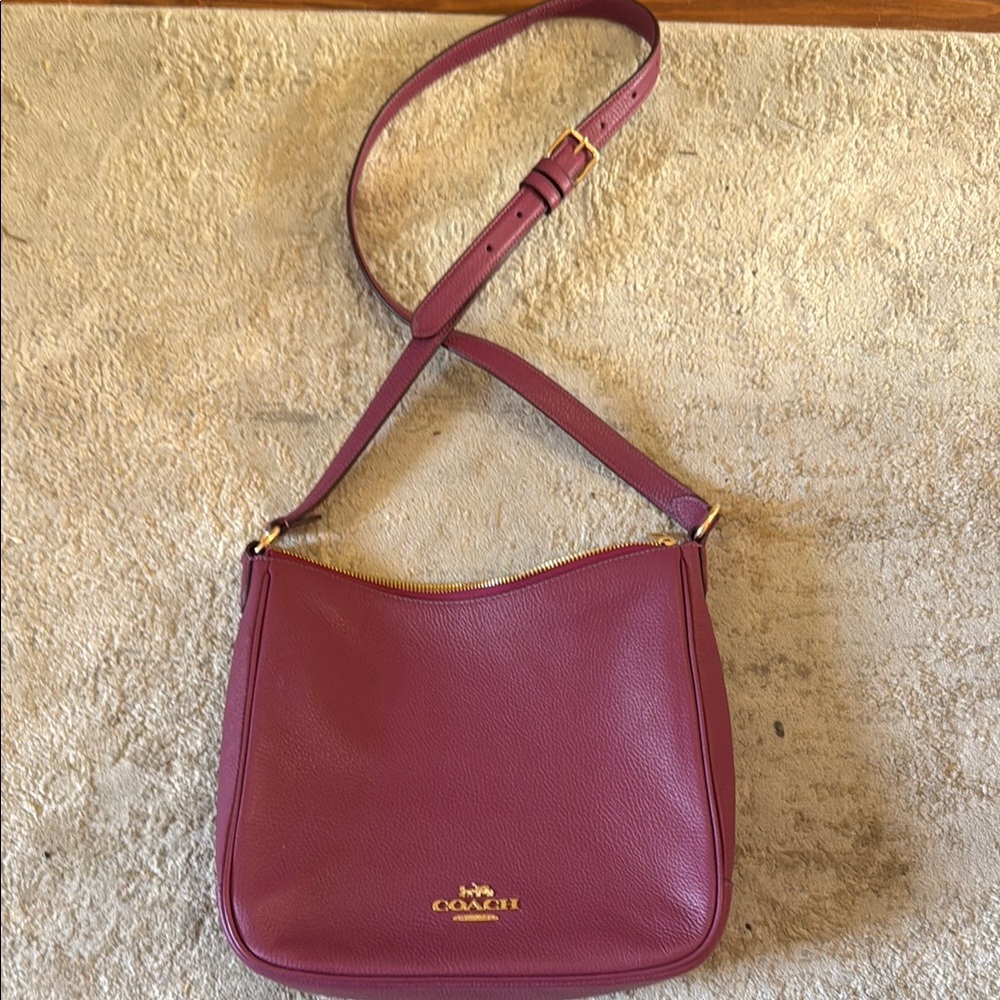 Coach Purple Leather Shoulder Bag with Gold Hardware